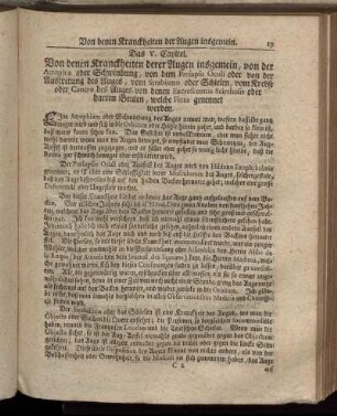 Das V. Capitel. Von denen Kranckheiten derer Augen insgemein [...]