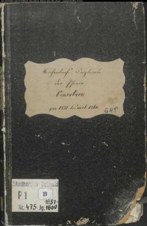 Kirchenbuchduplikat der katholischen Gemeinde Vinsebeck, Kreis Höxter (GHT 1851-1860) (Gemeinde: Katholische Gemeinde Vinsebeck)