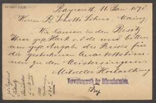 Brief an B. Schott's Söhne : 11.01.1898