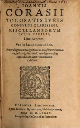 Miscellaneorum iuris civilis : libri septem