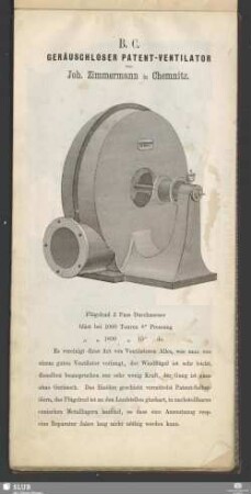 B. C. Geräuschloser Patent-Ventilator