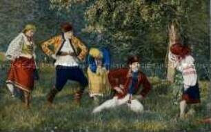 Menschen in ukrainischer Volkstracht beim Tanz