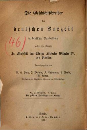 Die größeren Jahrbücher von Altaich : nach der Ausgabe der Monumenta Germaniae