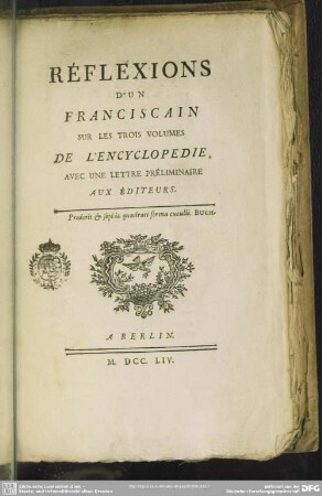 Réflexions D'Un Franciscain Sur Les Trois Volumes De L'Encyclopedie : Avec une Lettre Préliminaire Aux Éditeurs