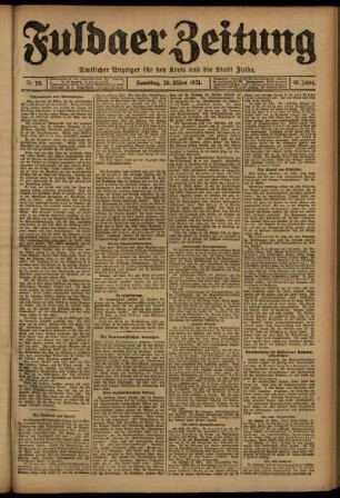 Ausgabe vom Samstag, den 26. März 1921.
