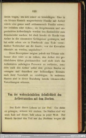 Von der wahrscheinlichen Aehnlichkeit des Aetherrausches mit dem Sterben