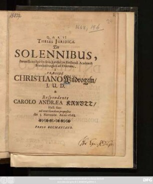 Theses Iuridicae. De Solennibus