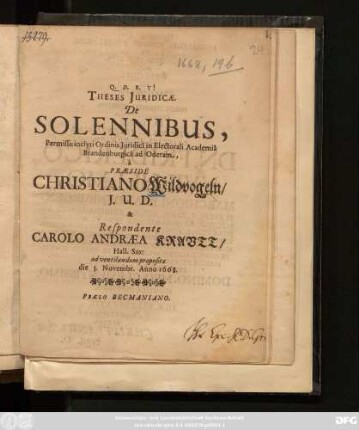 Theses Iuridicae. De Solennibus