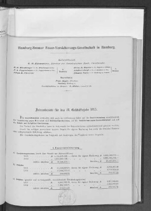 Jahresbericht für das 61. Geschäftsjahr 1915.