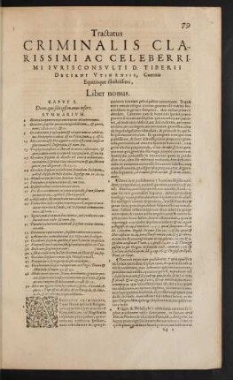 Tractatus Criminalis ... D. Tiberii Deciani ... Liber nonus.