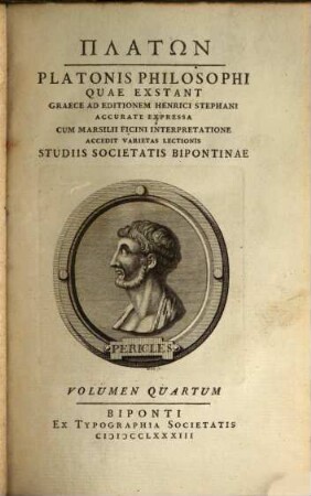 Platōn : Graece Ad Editionem Henrici Stephani Accurate Expressa. Volumen Quartum