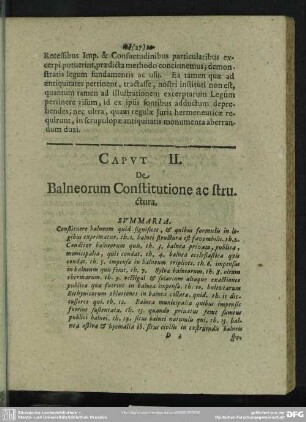 Caput II. De Balneorum Constitutione ac structura