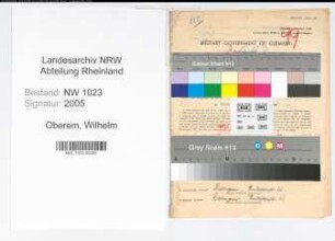 Entnazifizierung Wilhelm Oberem , geb. 04.04.1881 (Obersteuersekretaer)