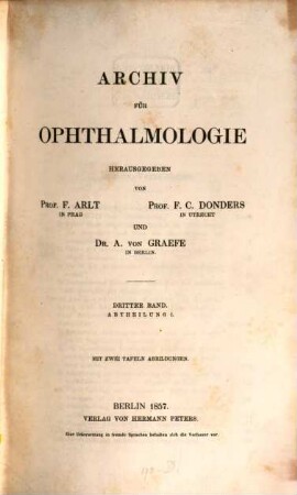 Archiv für Ophthalmologie. 3, 3. 1857