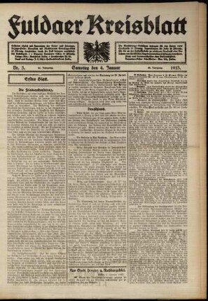 Erste Ausgabe vom Samstag, den 04. Januar 1913.