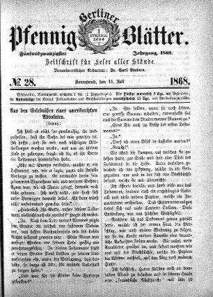 No. 28, Sonnabend, den 11. Juli