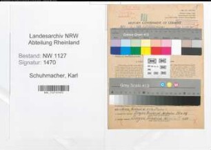 Entnazifizierung Karl Schumacher , geb. 24.03.1914 (Maler)