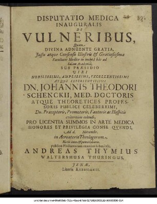 Disputatio Medica Inauguralis De Vulneribus