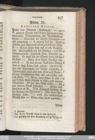 Psalm XI. Anbetung Gottes.