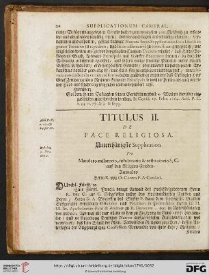 Titulus II. De Pace Religiosa