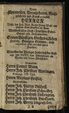 Denen Ehrenvesten, Vorachtbaren, ...