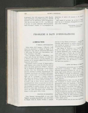 Problemi E Dati D'Emigrazione.