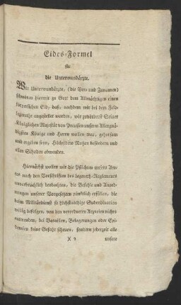Eides-Formel für die Unterwundärzte.