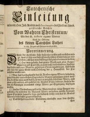 1-44, Catechetische Einleitung