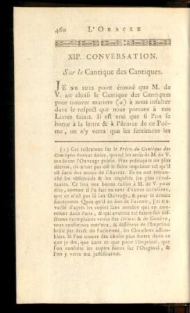 XIIe. Conversation. Sur le Cantique des Cantiques