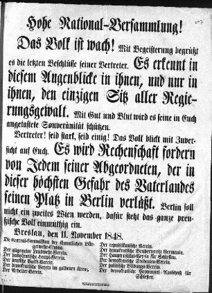 Hohe National-Versammlung! Das Volk ist wach! (Sammlung Friedlaender)