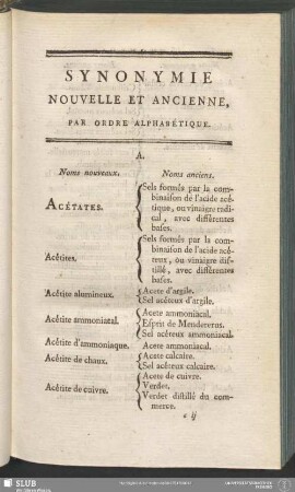 Synonymie Nouvelle Et Ancienne, Par Ordre Alphabétique