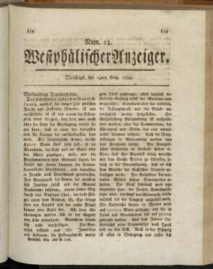 Num. 23. Dienstags, den 19ten März. 1799