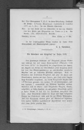 Die Bewohner von Bergedorf im Jahre 1570.