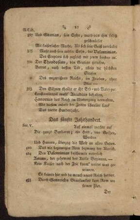 Das fünfte Jahrhundert.