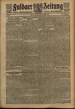 Dritte Ausgabe vom Samstag, den 25. April 1908.
