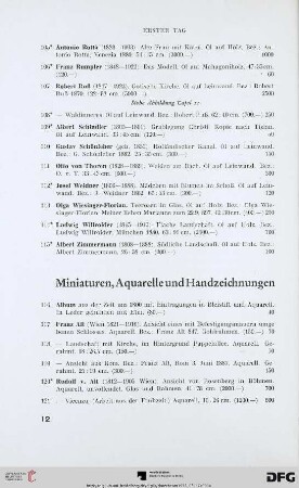 Miniaturen, Aquarelle und Handzeichnungen (Nr. 116-161)
