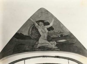 Die Kunst : Otto Friedrich Gussmann (1869-1926). Wandmalerei im Sitzungssaal im ehemaligen Ministerium des Inneren in Dresden (heute Finanzministerium), Zwickel der Decke, 1904. Die Kunst (nach der Wiederherstellung)