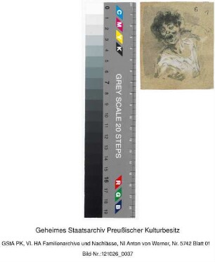 singender/lachender Mann (Handskizze, Feder in Schwarz und Tusche)