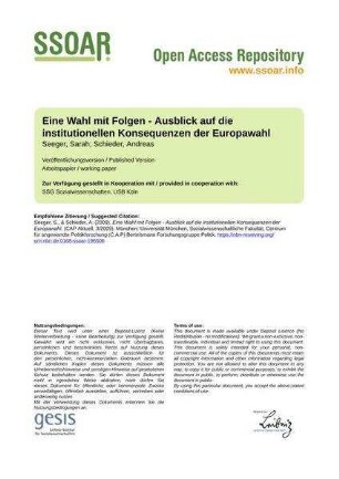 Eine Wahl mit Folgen - Ausblick auf die institutionellen Konsequenzen der Europawahl