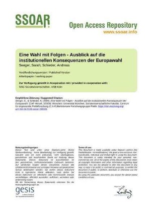 Eine Wahl mit Folgen - Ausblick auf die institutionellen Konsequenzen der Europawahl