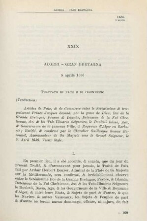 XXIX Algeri - Gran Bretagna 5 aprile 1686
