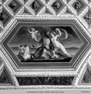 Deckendekoration mit mythologischen Szenen : Neptun und Amphitrite (Allegorie des Wassers)