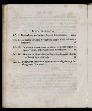 Index Sectionum.