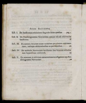 Index Sectionum.
