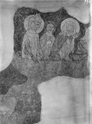 Freskenfragment: Heilige in einem Boot