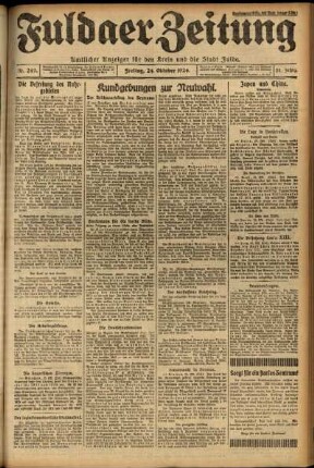 Erste Ausgabe vom Freitag, den 24. Oktober 1924.