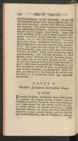 Caput V. Potestatis Judiciariae Ecclesiasticae Fontes