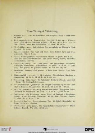 Ton / Steingut / Steinzeug (Nr. 1-48)