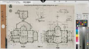 Hagen, Fernuniversität, Villa Bechem, Grundriss, Tiefkeller, Kellergeschoss, Erdgeschoss, Lageplan