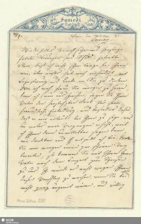 235: Brief von Julie Rettich an Clara Schumann - Mus.Schu.235